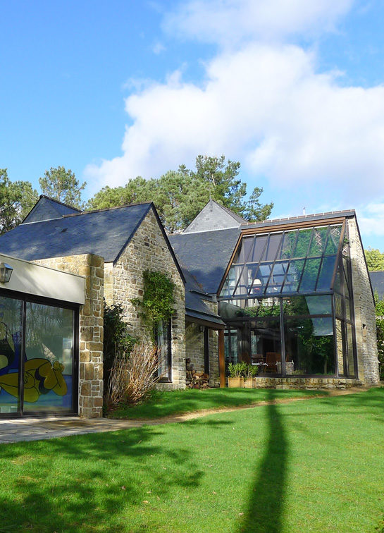 Maison d’architecte en pierre vue mer au Bono Morbihan