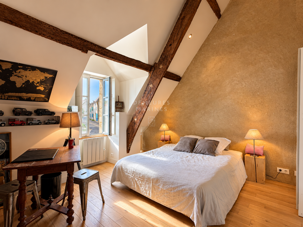 Demeure Charme Rénovation Exception Kervalet Batz-Sur-Mer Bretagne Loire-Atlantique Pierre Contemporaine Demeures Marines Village Poutre Chambre